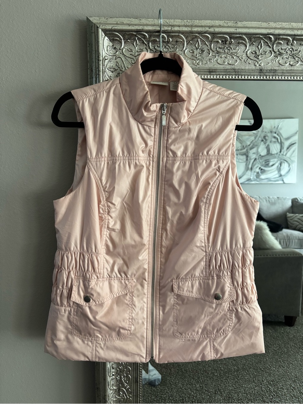 Chico’s Pink Womens Quilted & Cinched Zip-Front Vest